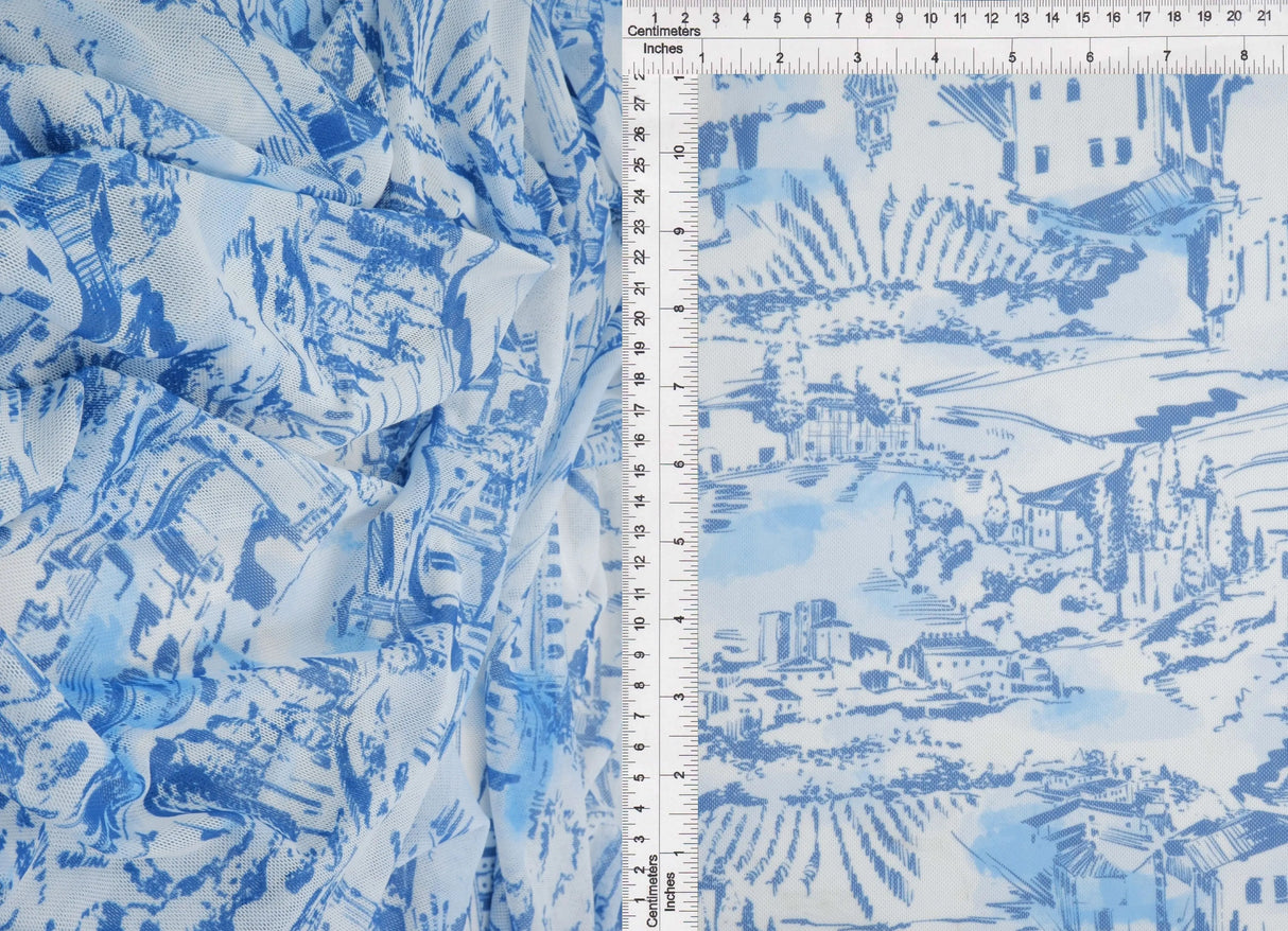 1 Yard Digital Toile Mesh Knit Fabric, 56/58'' Wide Polyester Spandex Blend