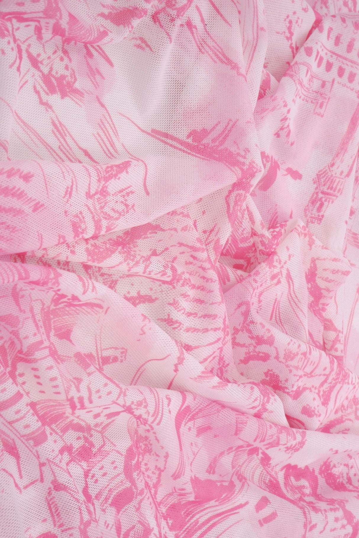 Digital Toile Mesh Print Fabric Lightweight Stretch Polyester Spandex 56/58” Wide