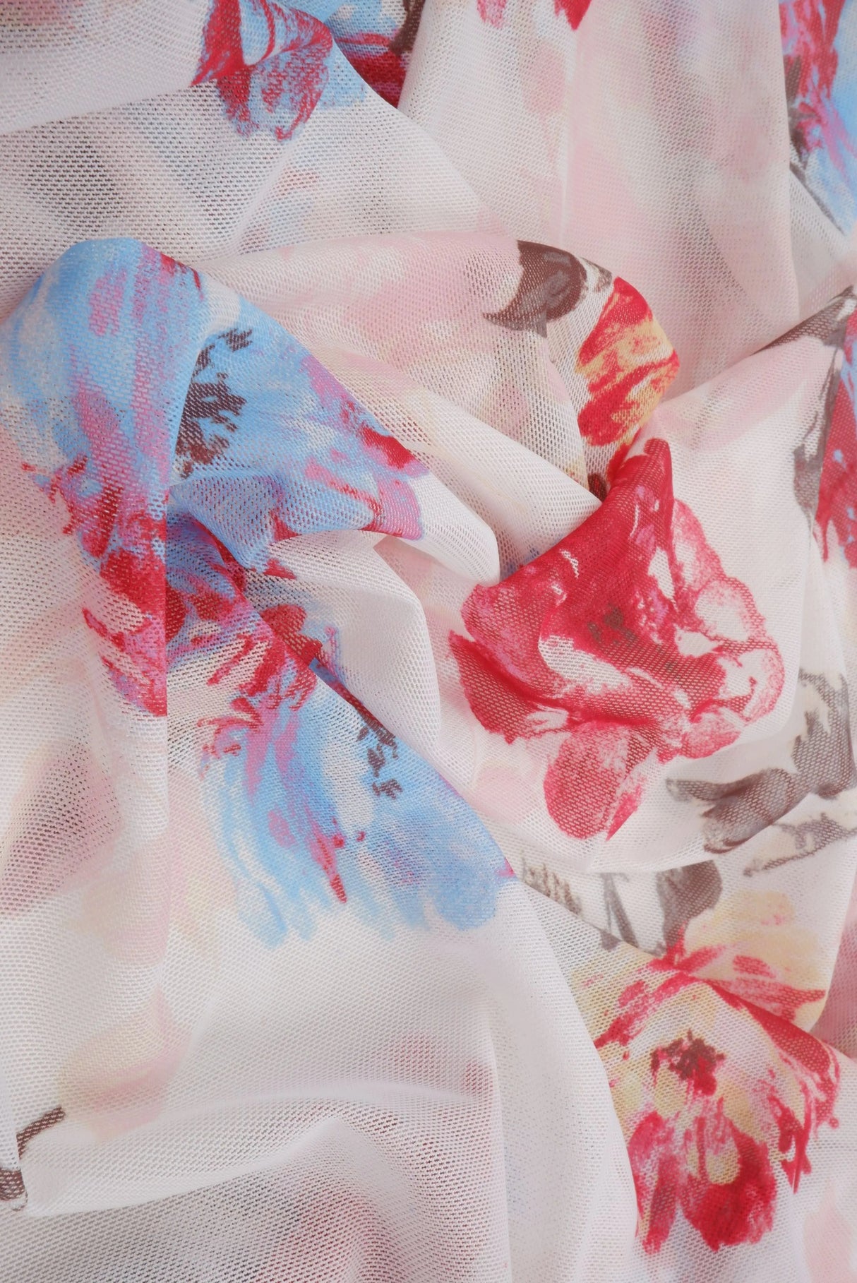 Floral Digital Mesh Fabric Lightweight Stretch Sheer, 56/58” Wide for Fashion & Overlays