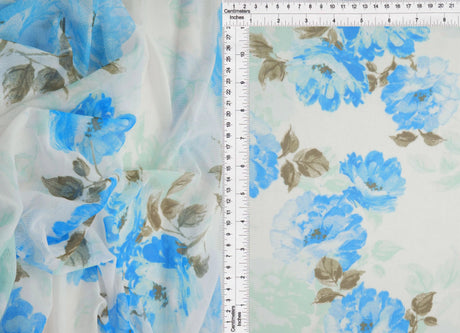 1 Yard Digital Floral Mesh Print Fabric, 56/58'' Wide Polyester Spandex Blend
