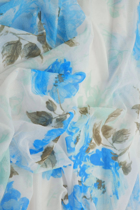 Floral Digital Mesh Fabric Lightweight Stretch Sheer, 56/58” Wide for Fashion & Overlays