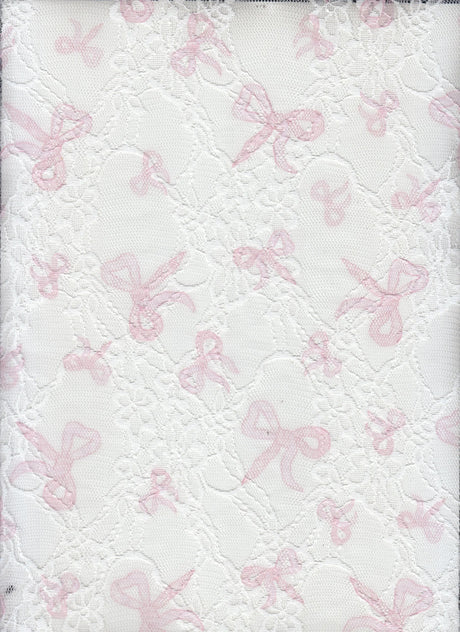 Digital Bow Lace Print Fabric 92% Polyester 8% Spandex Soft Stretch 56/58 Inches Wide