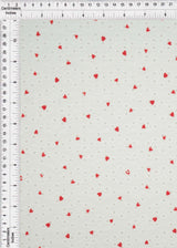 1 Yard Jacquard Eyelet Heart Knit Fabric 190 GSM, 58/60? Wide Polyester Spandex Blend Ivory/Red