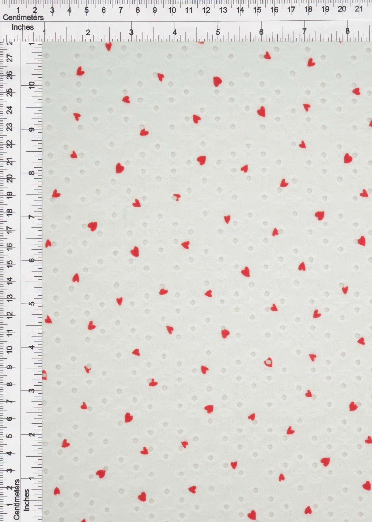 1 Yard Knit Jacquard Eyelet Heart Print Fabric Stretch Polyester Spandex 58/60 Inches Wide
