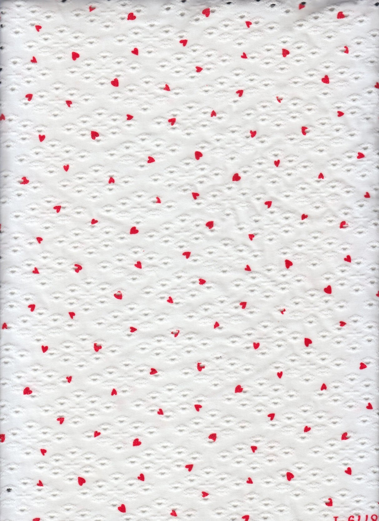 1 Yard Knit Jacquard Eyelet Heart Print Fabric Stretch Polyester Spandex 58/60 Inches Wide