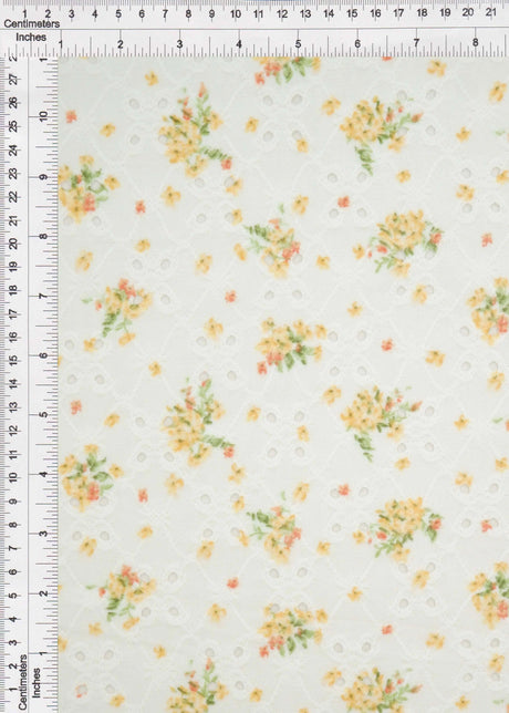 58/60" DTY Knit Jacquard Eyelet Ditsy Print Fabric Poly Spandex 190 GSM by Yard