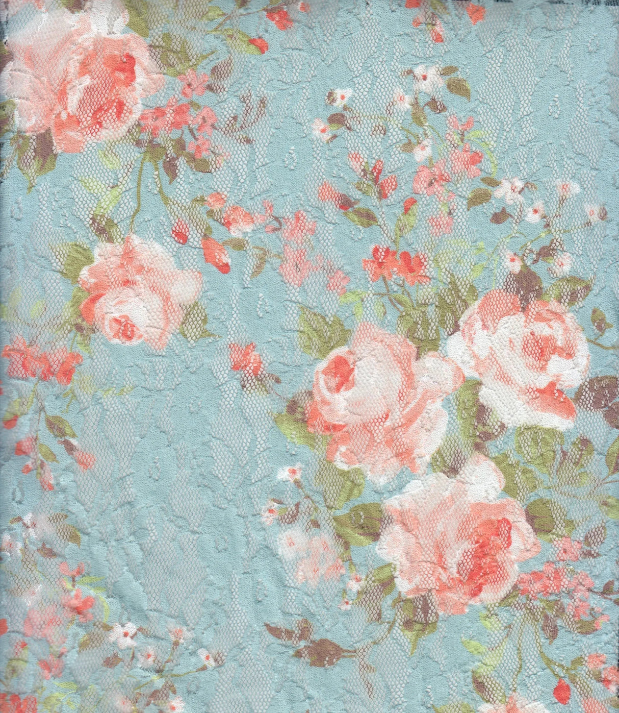 Digital Floral Lace Print Fabric 1 Yard Soft Stretch Smooth Knit 58/60" Wide