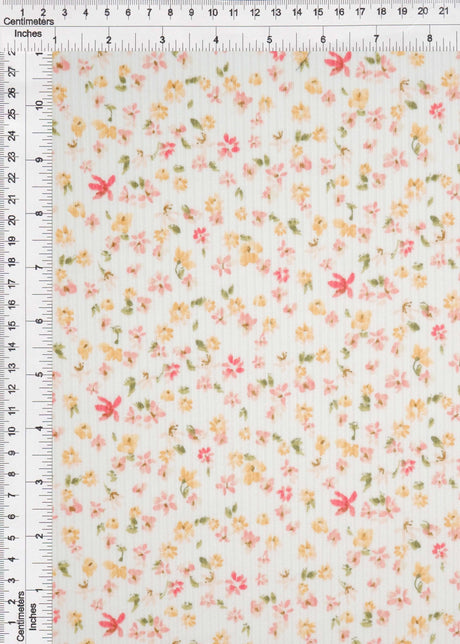 4×2 Yummy Rib Ditsy Print Knit 97% Polyester, 3% Spandex, 58/60'' Width Soft Stretch Fabric for Apparel & More