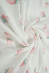 1 Yard 93% Polyester 7% Spandex Cotton-Style Pointelle Strawberry Print Fabric 58/60" Width