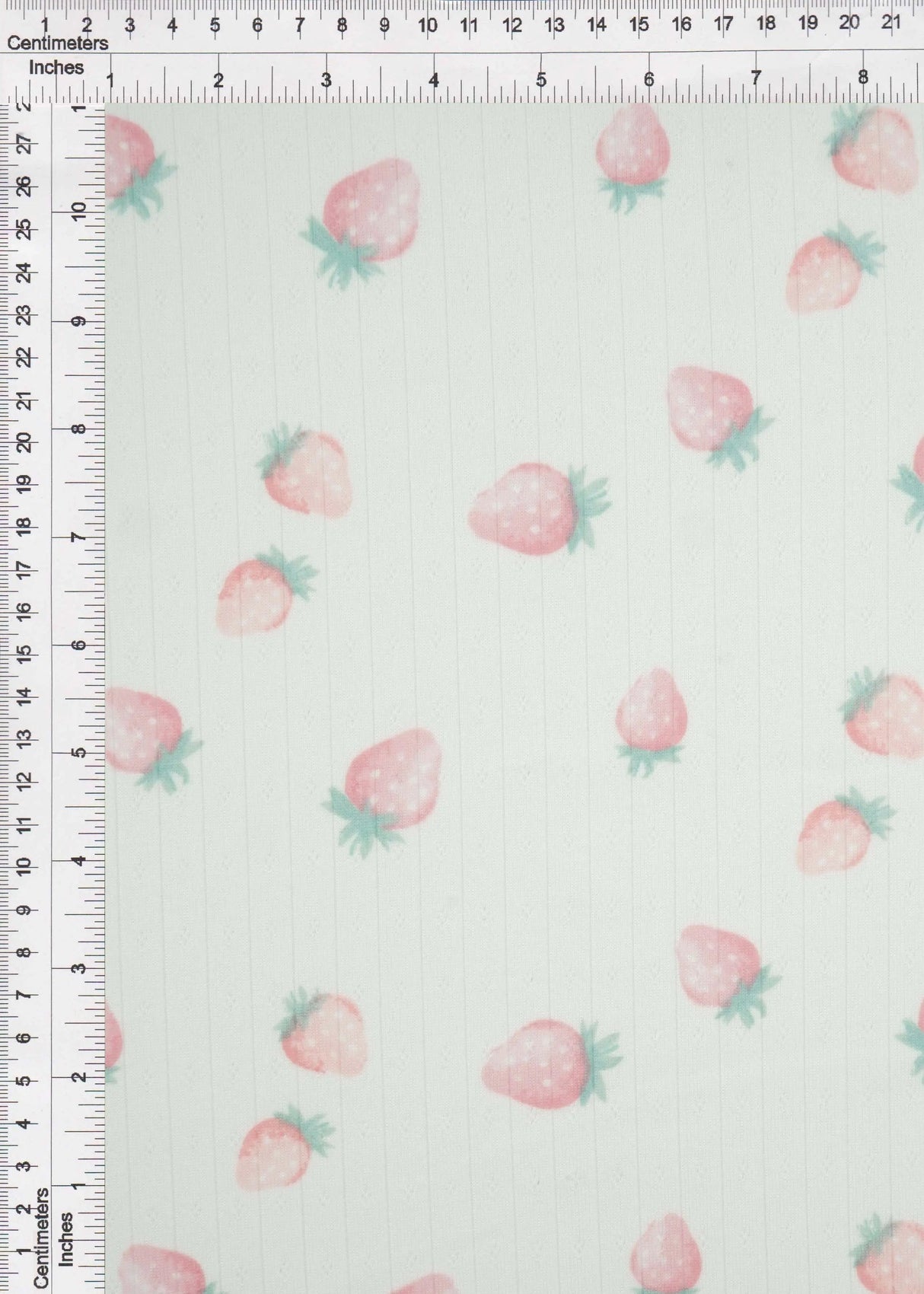 1 Yard 93% Polyester 7% Spandex Cotton-Style Pointelle Strawberry Print Fabric 58/60" Width