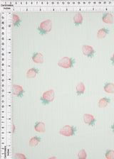 1 Yard 93% Polyester 7% Spandex Cotton-Style Pointelle Strawberry Print Fabric 58/60" Width