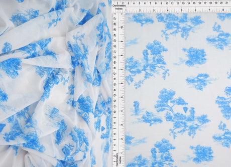 1 Yard Digital Toile Mesh Print Fabric, 56/58? Wide Polyester Spandex Blend
