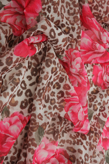 1 Yard Red/Brown Sheer Mesh Knit Fabric in Red/Brown, 56/58? Wide Polyester Spandex Blend