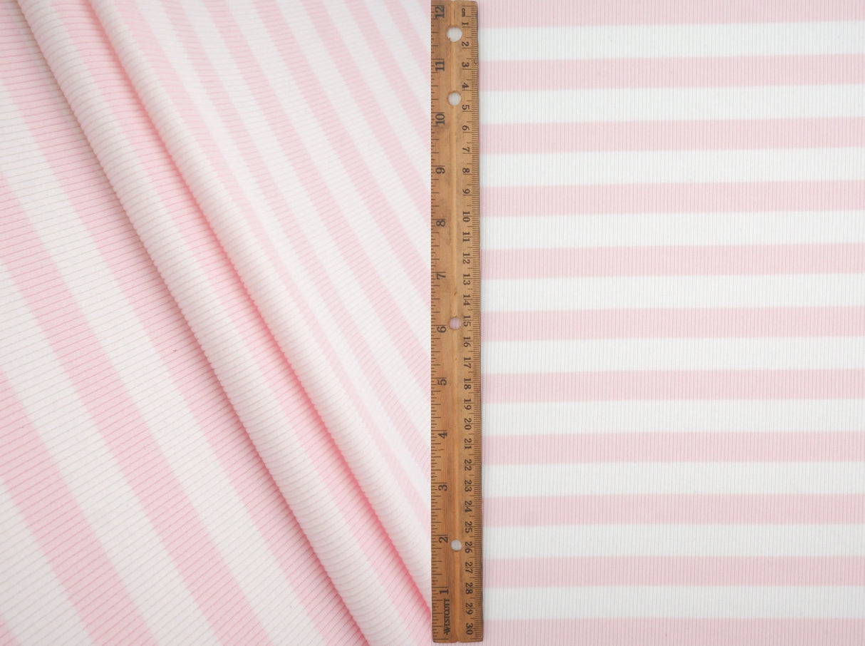 1 Yard Poly Spandex Cool Cotton 260 GSM Stripe Fleece Rib Knit Fabric Soft 52" Width