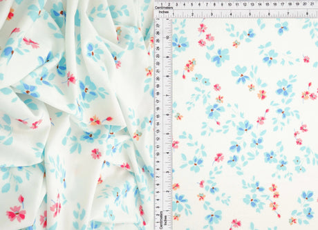 1 Yard DTY Floral Print Fabric 58/60 Inch Wide Soft Stretch Material for Dresses Tops & Crafts
