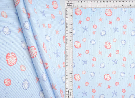 1 Yard Cotton Feel 2x2 Rib Knit Under The Sea Fabric 58/59 Inch Wide Soft Stretch Ribbing for Kidswear & DIY Crafts