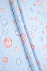 1 Yard Cotton Feel 2x2 Rib Knit Fabric Under the Sea Print, 230 GSM, 58/59'' Wide Polyester Spandex Blend