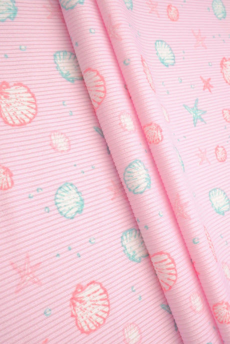 1 Yard Cotton Feel 2x2 Rib Knit Under The Sea Fabric 58/59 Inch Wide Soft Stretch Ribbing for Kidswear & DIY Crafts