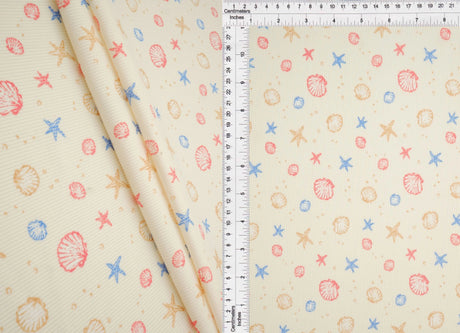 1 Yard Cotton Feel 2x2 Rib Knit Under The Sea Fabric 58/59 Inch Wide Soft Stretch Ribbing for Kidswear & DIY Crafts