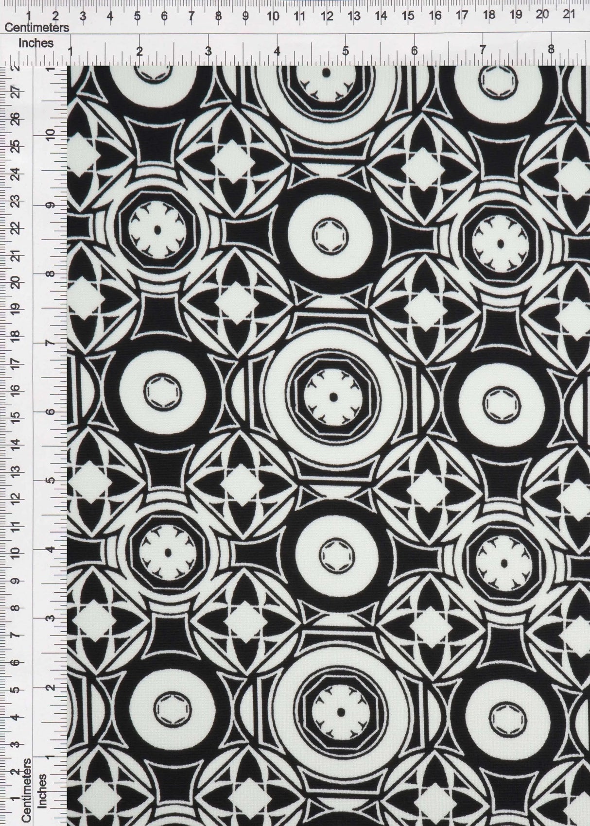 1 Yard DTY Geo Print Knit Fabric 190 GSM, 58/60'' Wide Polyester Spandex Blend