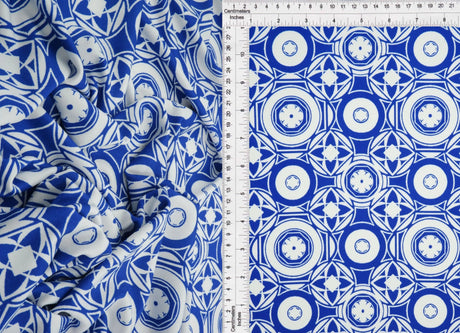 1 Yard DTY Geo Print Knit Fabric 190 GSM, 58/60'' Wide Polyester Spandex Blend