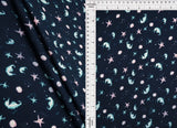 1 Yard Ocean Theme Cotton Feel Rib Knit Fabri 58/59 Inch Wide 2x2 Stretch Rib for Kidswear & DIY Sewing
