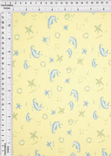 1 Yard Cotton Feel 2x2 Rib Knit Fabric Under the Sea Print, 230 GSM, 58/59? Wide Polyester Spandex Blend