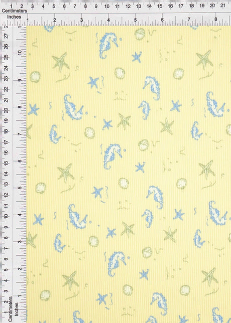 1 Yard Cotton Feel 2x2 Rib Knit Fabric Under the Sea Print, 230 GSM, 58/59? Wide Polyester Spandex Blend