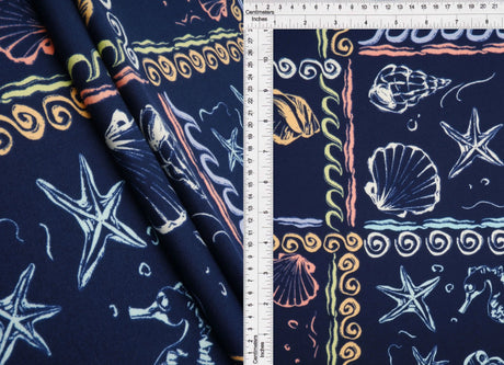 58/60" Width Under the Sea Brushed DTY Print Fabric 96 Percent Polyester 4 Percent Spandex Soft Stretch Knit