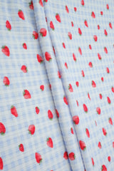 Soft Stretchy 4x2 Yummy Rib Fabric with Strawberry Print 58/60" Wide Polyester Spandex Blend