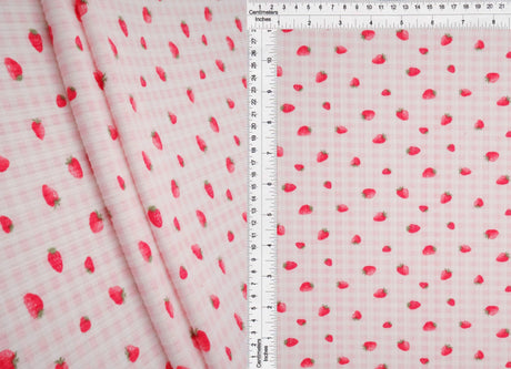 1 Yard 4x2 Yummy Rib Strawberry Print Fabric 170 GSM Polyester Spandex 58/60" Width