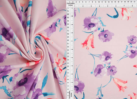 1 Yard Digital Floral DTY Stretch Knit Fabric 58/60 Inch Wide Smooth Lightweight Print for Dresses & Crafts