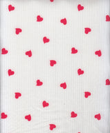 1 Yard 4x2 Yummy Rib Heart Print Fabric 170 GSM Polyester Spandex Blend 58/60" Width