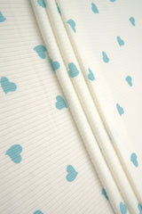 1 Yard 4x2 Yummy Rib Heart Print Fabric 170 GSM Polyester Spandex Blend 58/60" Width