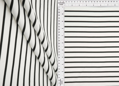 1 Yard Yarn Dye Stripe Ponte Fabric 275 GSM Polyester Spandex Blend 58/60" Width