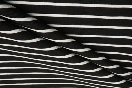 1 Yard Yarn Dye Stripe Ponte Fabric 275 GSM Polyester Spandex Blend 58/60" Width