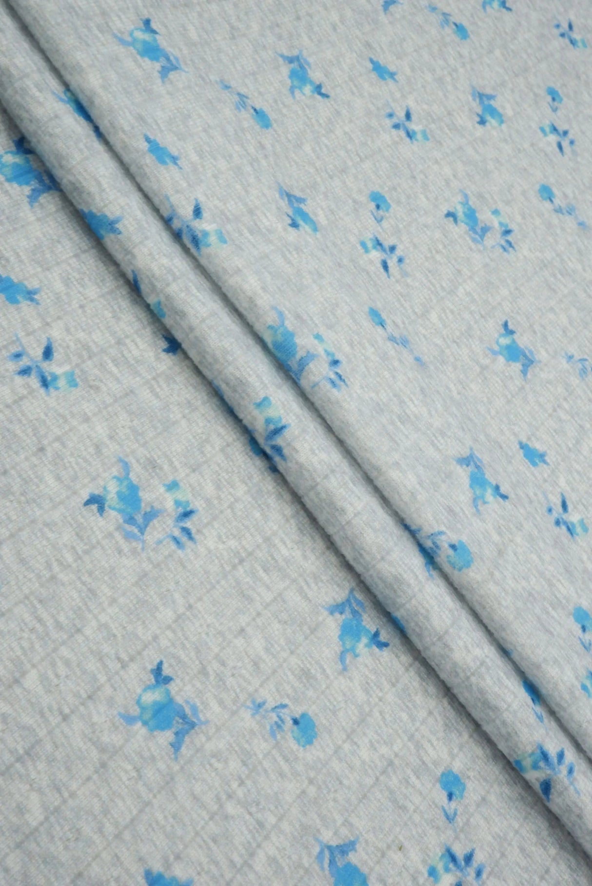 1 Yard 93% Polyester 7% Spandex Cotton-Style Pointelle Ditsy Floral Digital Print Fabric 58/60" Width