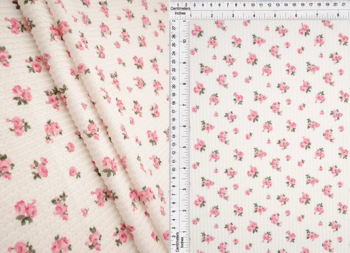 1 Yard Cozy Ditsy Floral Double Knit Fabric Stretch Poly Rayon Spandex 56/57 Inches Wide