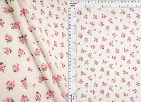 1 Yard Cozy Ditsy Floral Double Knit Fabric Stretch Poly Rayon Spandex 56/57 Inches Wide