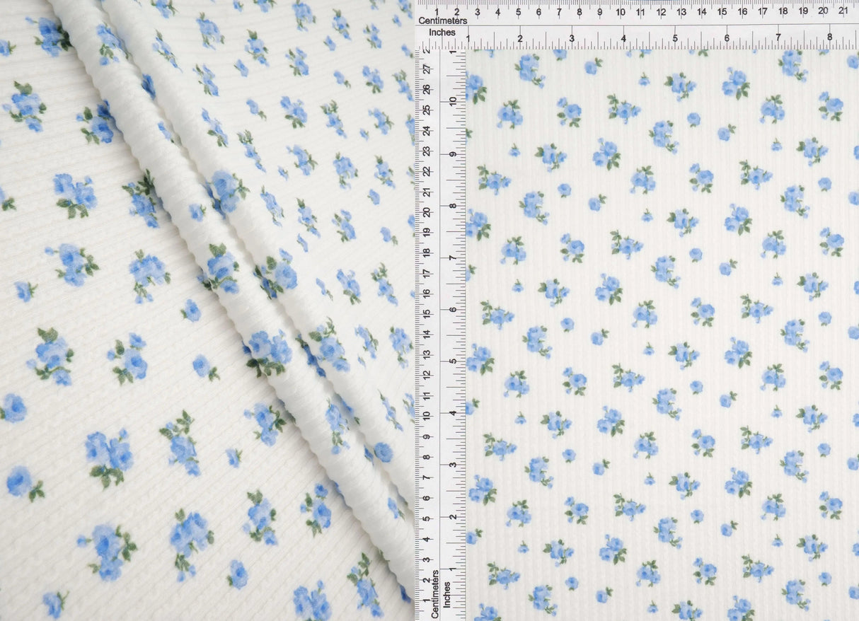 1 Yard Cozy Ditsy Floral Double Knit Fabric Stretch Poly Rayon Spandex 56/57 Inches Wide