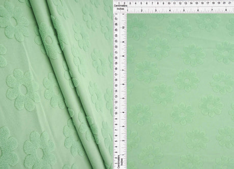 1 Yard Daisy Floral Towel Jacquard Knit Fabric 250 GSM, 58/60'' Wide Polyester Spandex Blend