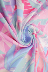 1 Yard DTY Knit Fabric Tropical Leaf Print, 180 GSM, 58/60'' Wide Polyester Spandex Stretch Pink