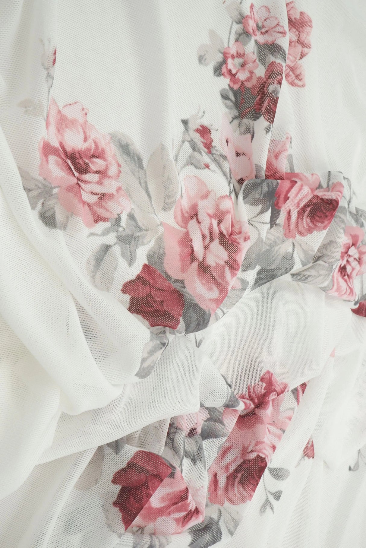 Digital Floral Mesh Fabric Lightweight Sheer Stretch, 56/58” Wide Polyester Spandex