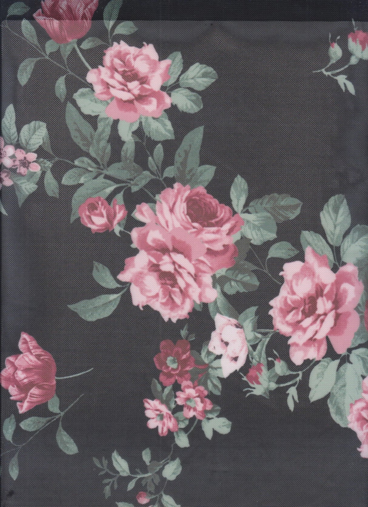 1 Yard Digital Floral Mesh Knit Fabric, 56/58'' Wide Polyester Spandex Blend