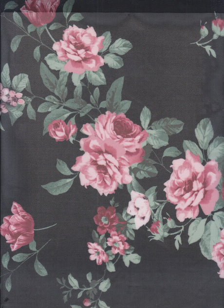 1 Yard Digital Floral Mesh Knit Fabric, 56/58'' Wide Polyester Spandex Blend