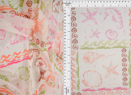 1 Yard Digital Under The Sea Mesh Knit Fabric, 56/58'' Wide Polyester Spandex Blend