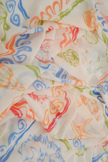 Under the Sea Digital Mesh Fabric Lightweight Stretch Sheer, 56/58” Wide Polyester Spandex