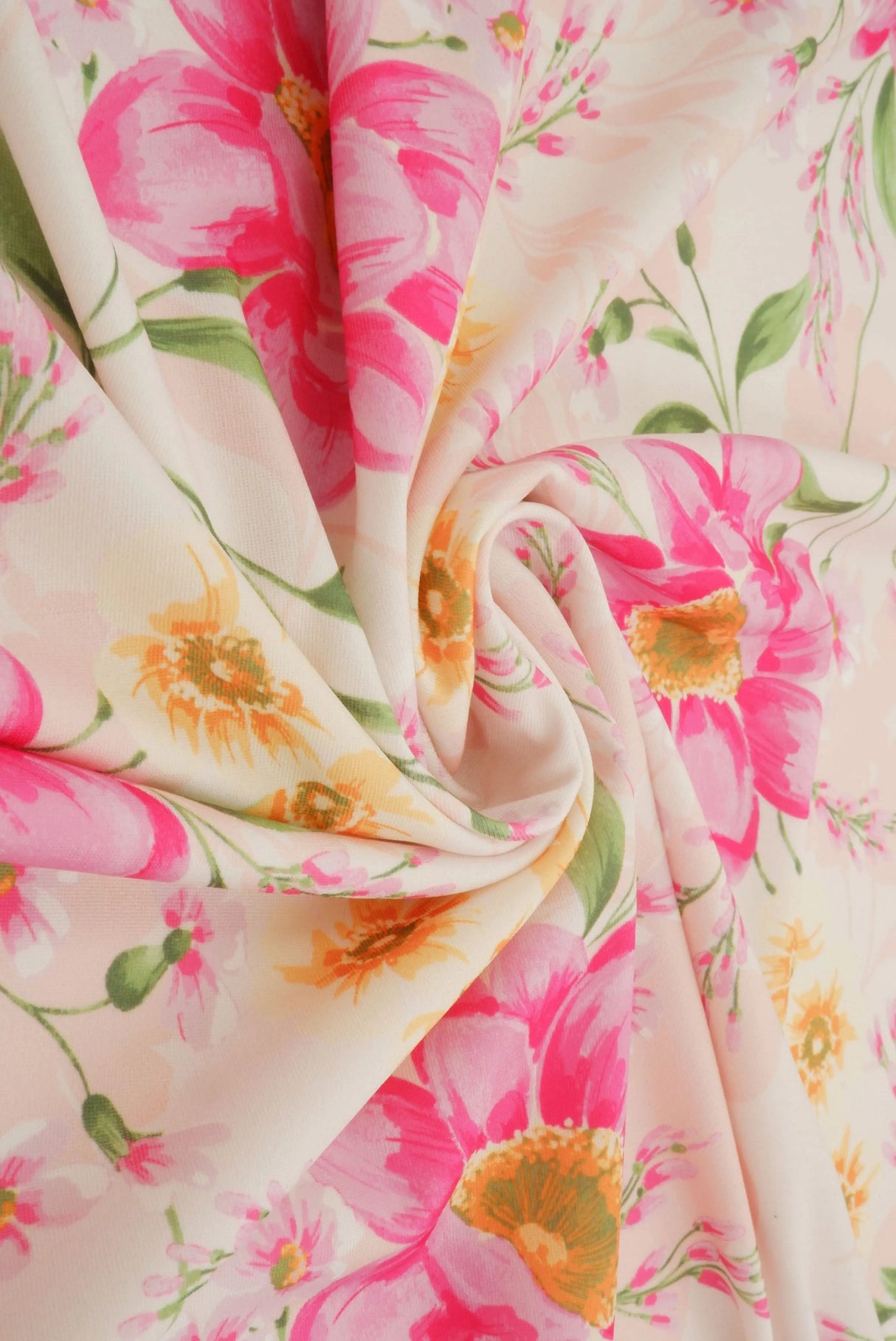 1 Yard Soft DTY Digital Floral Print Fabric Stretchy 58/60 Inch Wide Textile for Sewing Projects