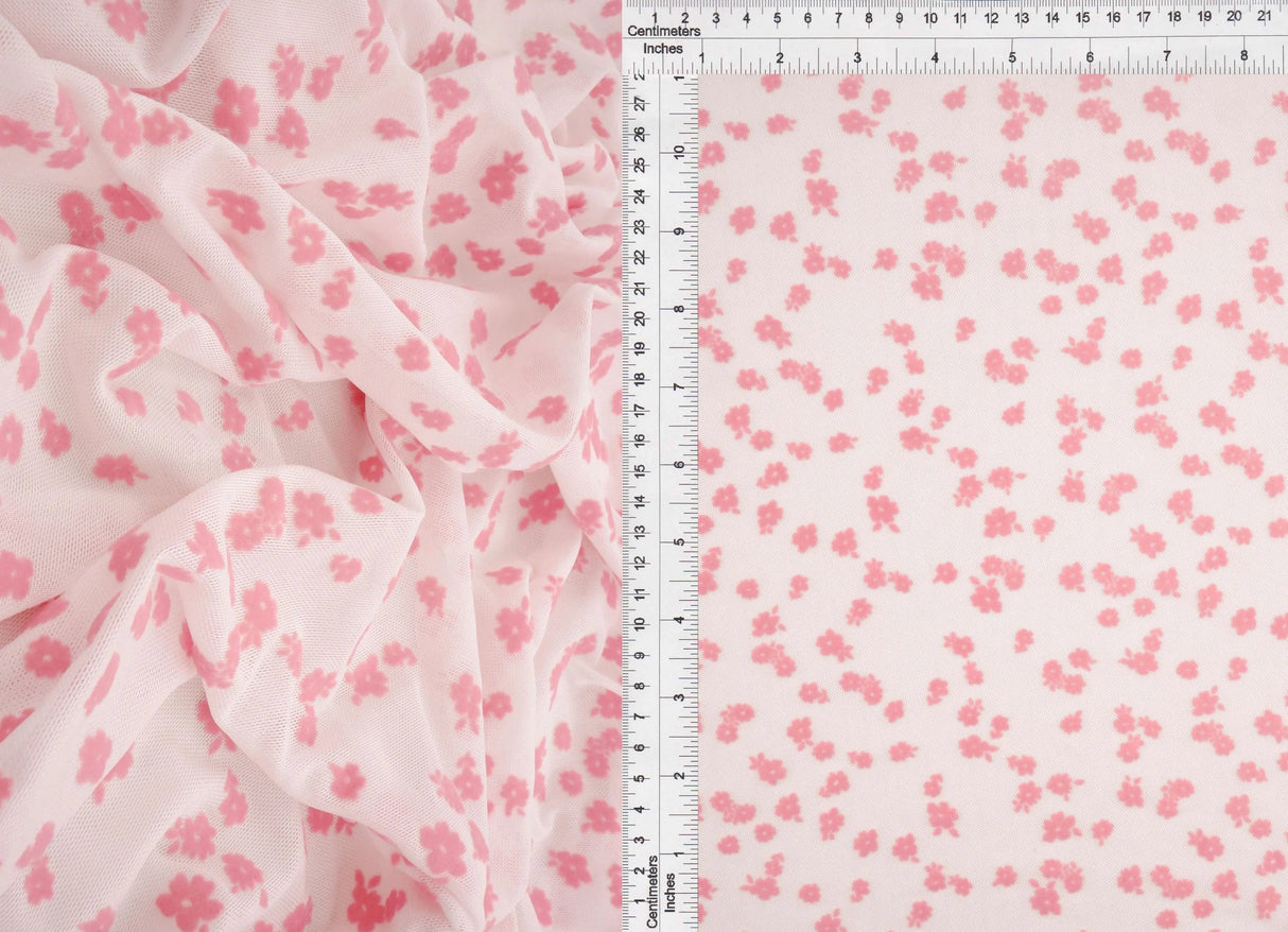 1 Yard Floral Flocking Mesh Fabric, 56/57'' Wide Polyester Spandex Blend