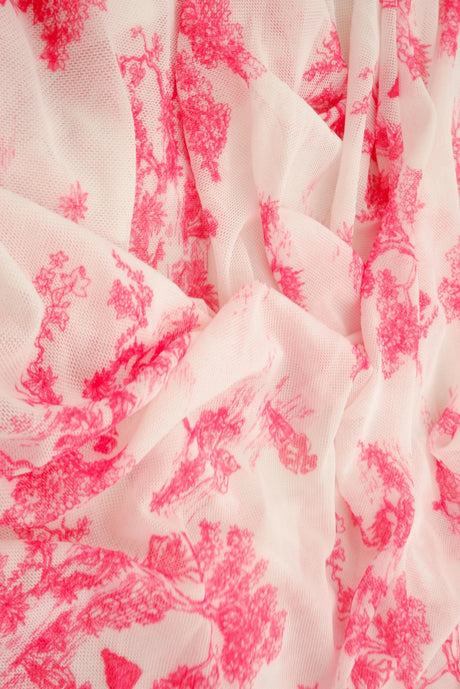 1 Yard Digital Toile Mesh Print Fabric, 56/58? Wide Polyester Spandex Blend